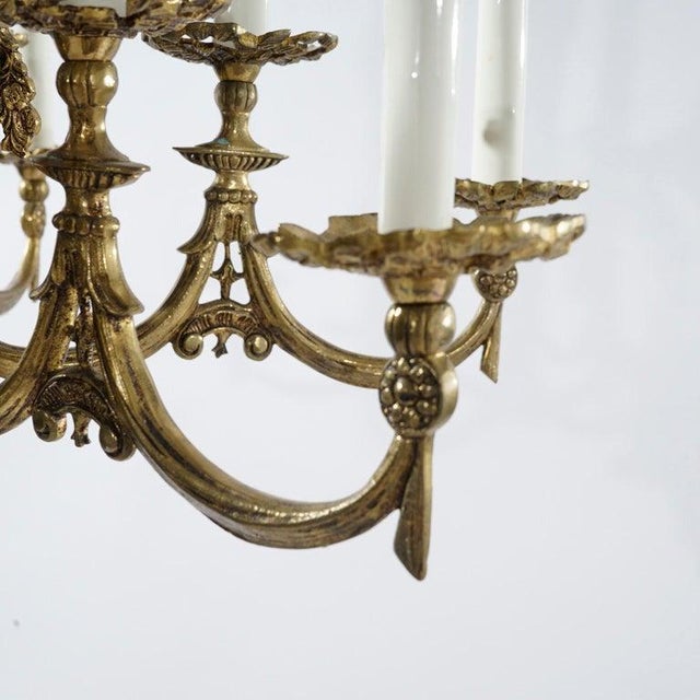 Antique French Empire Style Ebonized Bronze 12 Light Chandelier C1930 For Sale - Image 16 of 18
