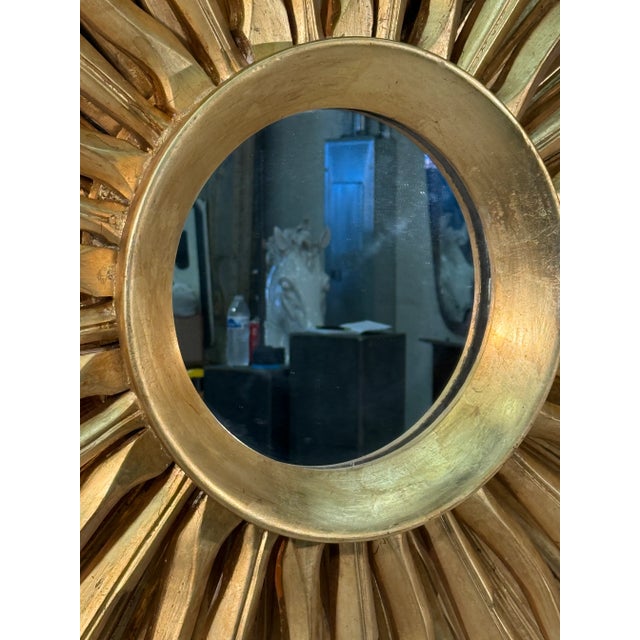 1970s 1970s Vintage Italian Sunburst Gilded Wall Mirror For Sale - Image 5 of 6