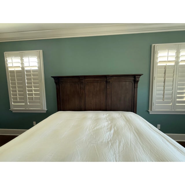 Traditional Cal King Headboard and Footboard From Restoration Hardware St James Panel Bed. Color - Antiqued Coffee Mattress and Adjustable Bed Base Not Included. For Sale - Image 3 of 7
