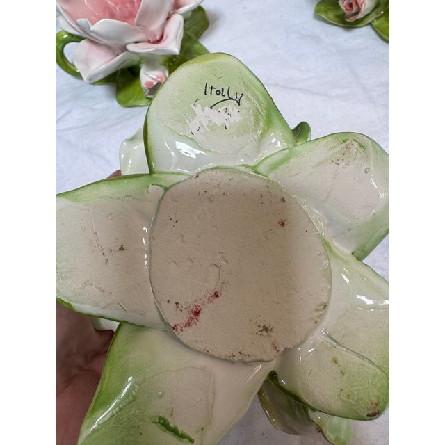 Capodimonte Blooming Flower Candle Holders, Set of Three For Sale - Image 4 of 12