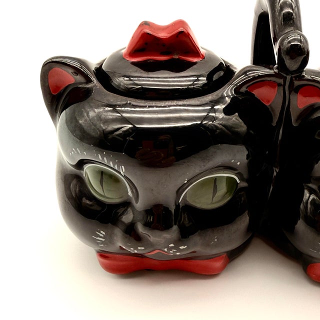 1950s Rare Vintage Black Cat Jam and Marmalade Porcelain Serving Dish For Sale - Image 5 of 12