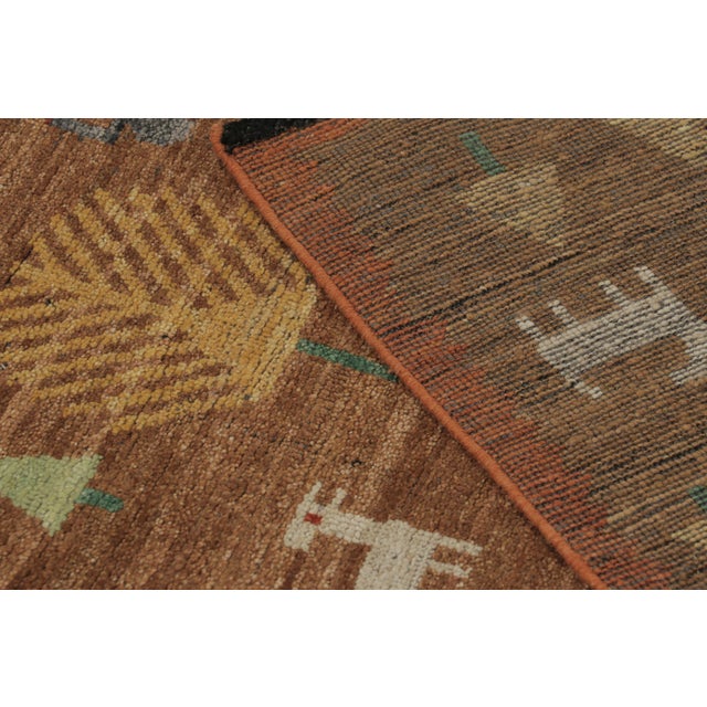 Brown Rug & Kilim’s Swedish Inspired Folk Art Rug, Brown With Figural Geometric Motifs For Sale - Image 8 of 9