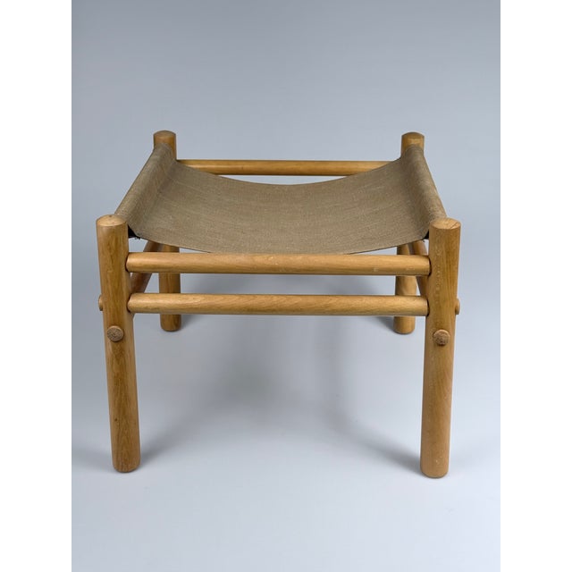 Elegant scandinavian safari footstool attributed to bror boije for dux, sweden, designed as part of the iconic junker...