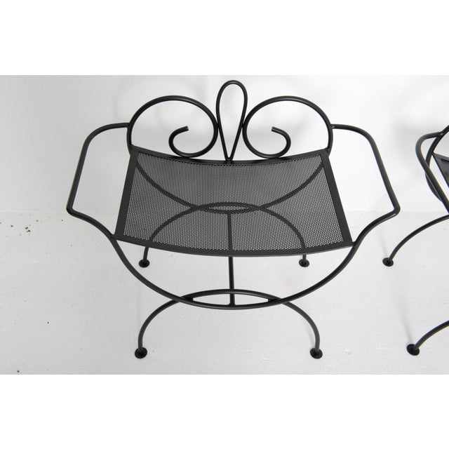 Mid 20th Century Pair Wrought Iron Salterini style Black Benches For Sale - Image 5 of 10