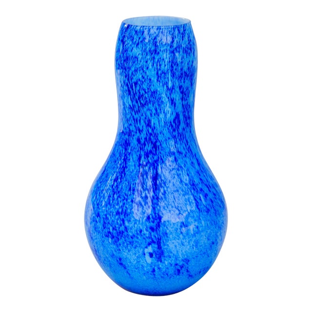 Mid 20th Century Handblown Art-Glass Vase With Blue Hues For Sale