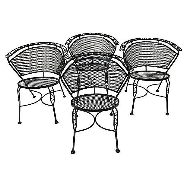 Salterini 1960s Mid-Century Modern Iron Salterini Patio Table & 4 Chairs, Attributed For Sale - Image 4 of 12
