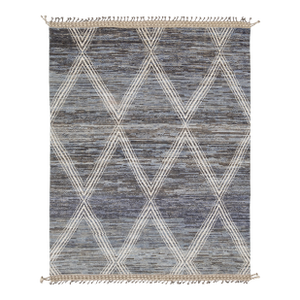 Slate Blue Modern Moroccan-Inspired Wool Rug With Trellis/Diamond Pattern 8x10