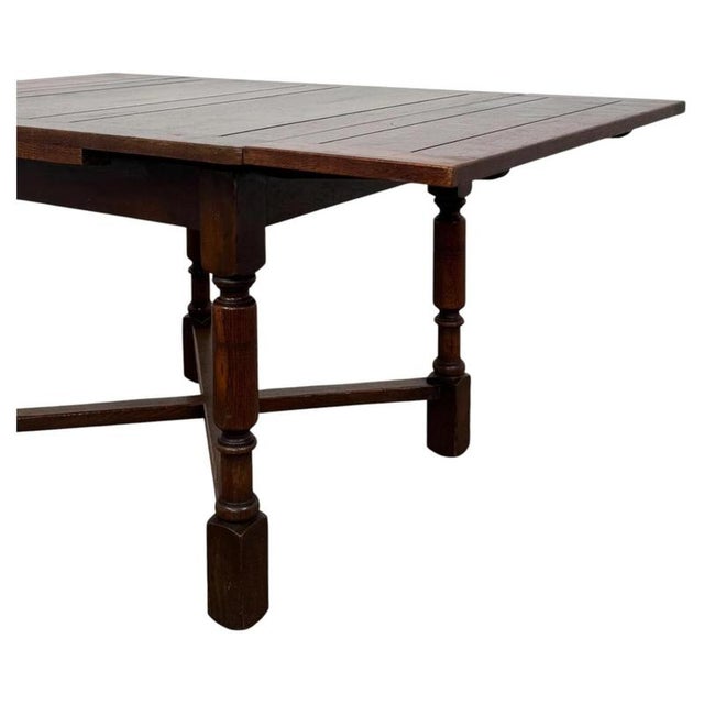 Early 20th Century Antique English Edwardian Oak Draw-Leaf Dining Table, 1890s For Sale - Image 6 of 8