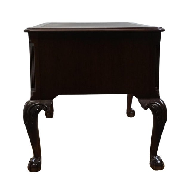 Hekman Furniture Solid Mahogany Traditional Chippendale Style 58" Writing Desk W. Tooled Leather Top For Sale - Image 10 of 12
