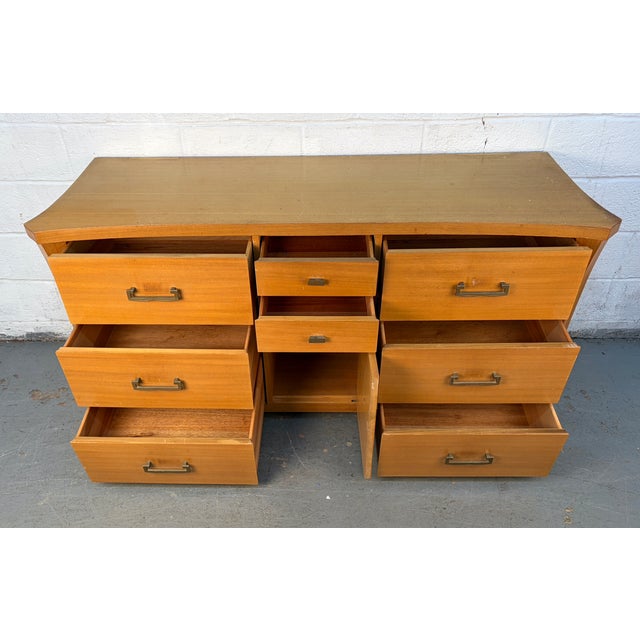 Unique Vintage Mid-Century Dresser With Brass Hardware For Sale - Image 9 of 16