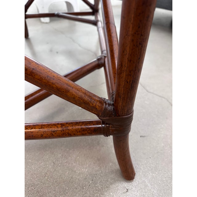 2000s Faux Bamboo Campaign Style Desk Writing Table Bamboo Rattan Wicker Drawer E Murio Style For Sale In Los Angeles - Image 6 of 13