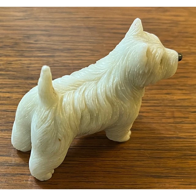Early 20th Century Carved Hardstone Dog Figure of a West Highland Terrier For Sale - Image 5 of 18