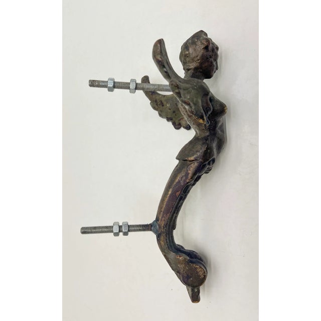Cast Iron Door Handle Lady with Wings, 1900s For Sale - Image 4 of 9