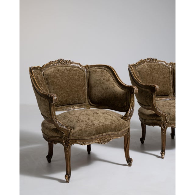 Pair of Louis XV Upholstered Armchairs, Rococo Style, France, Circa 1900 For Sale - Image 10 of 11