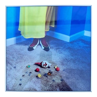 Contemporary Conceptual Color Photograph of Figure With Vintage Clown & Jacks, Framed For Sale