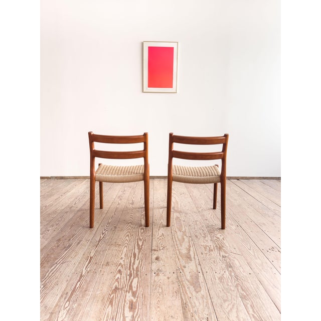 Vintage Model 84 Teak Dining Chairs by Niels O. Møller for J.L. Moller, Set of 2 For Sale - Image 4 of 15