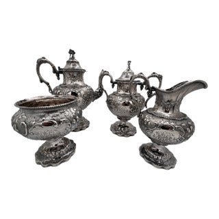 Four Piece Early 19th Century Coin Silver Coffee Service, Jb Ginochio (1834-1857) New York, Ny For Sale