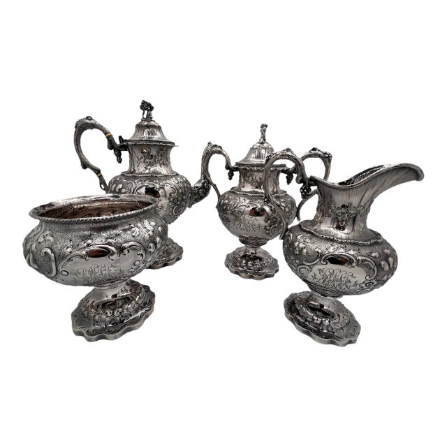 Four Piece Early 19th Century Coin Silver Coffee Service, Jb Ginochio (1834-1857) New York, Ny For Sale