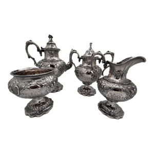 Four Piece Early 19th Century Coin Silver Coffee Service, Jb Ginochio (1834-1857) New York, Ny