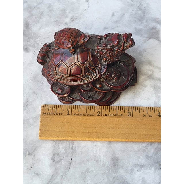 1960s Red Boxwood Japanese Netsuke Dragon and Turtle For Sale - Image 10 of 11