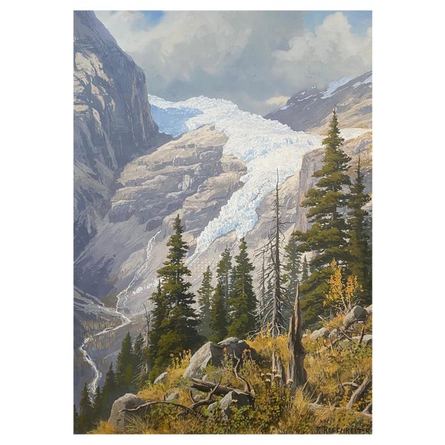 Rudolf Reschreiter, Glacier, Gouache on Paper For Sale