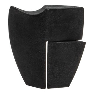 Modern Abstract Sculpture in Black Shagreen by Patrick Coard Paris For Sale