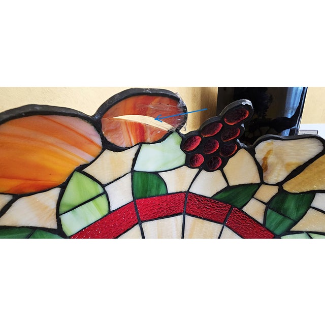 Vintage Tiffany-Style Fruit Stained Glass Hanging Pendant Shade For Sale - Image 17 of 18