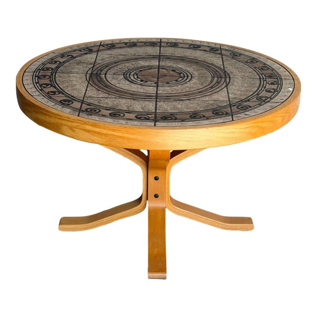 Vintage Danish Modern Tile Top Coffee Table by h.m. Sofaborde Scandinavian Oak Table For Sale