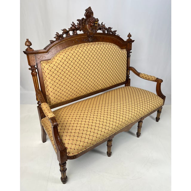 John Jelliff 19th-Century Italian Renaissance Revival Carved & Gilt 3-Piece Parlor Suite – Settee & Armchairs For Sale - Image 4 of 18