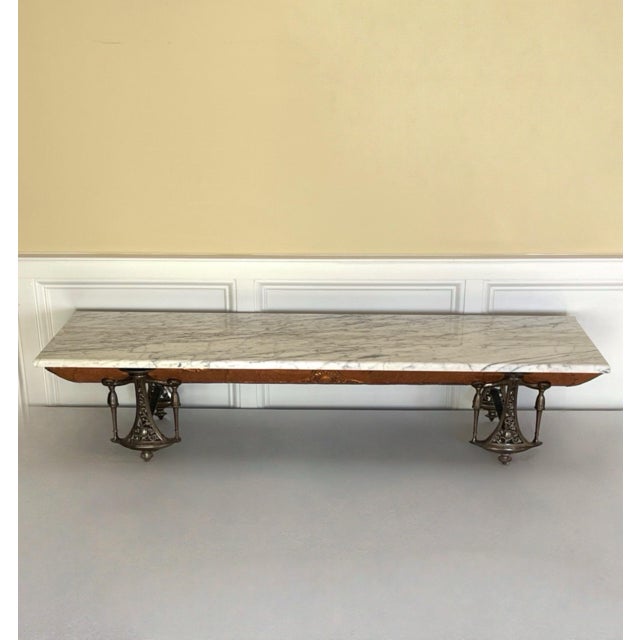 Antique French Copper Clad Server, Gilded Cast Iron Base With Marble Top, 1800s For Sale - Image 4 of 14
