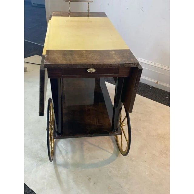 1960s Aldo Tura Two Tone Goatskin Bar Cart For Sale In Philadelphia - Image 6 of 10