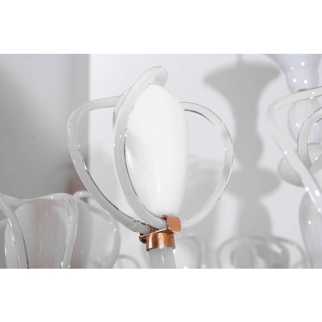 Italian 12 Arm Large White Murano Chandelier by Venini For Sale - Image 3 of 10