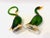 Showcasing elegance, decorative, pair of mastery of Murano art glass. Geese sculputres in green and gold on clear stands....