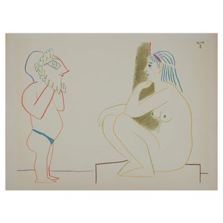 Pablo Picasso, Man with Mask and Seated Nude, Lithograph For Sale