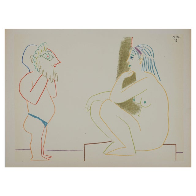 Pablo Picasso, Man with Mask and Seated Nude, Lithograph For Sale