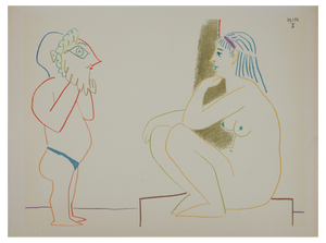 Pablo Picasso, Man with Mask and Seated Nude, Lithograph