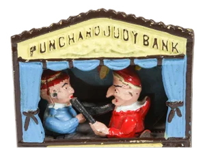 Cast Iron Punch and Judy Bank Antique Toy