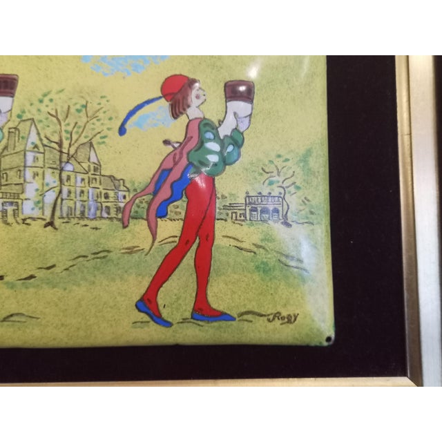 Rogy, Minstrel Commedia dell arte Clown Buffoon Jester, 1890s, Enamel on Wood, Framed For Sale - Image 5 of 8