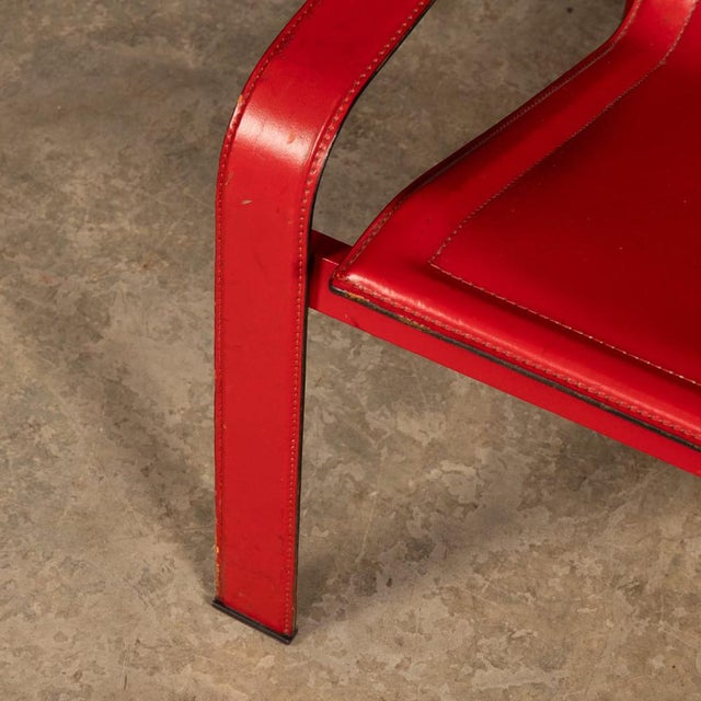 20th Century Italian Red Leather Chair by Toussaint & Angeloni for Matteo Grassi, 1970 For Sale - Image 11 of 18