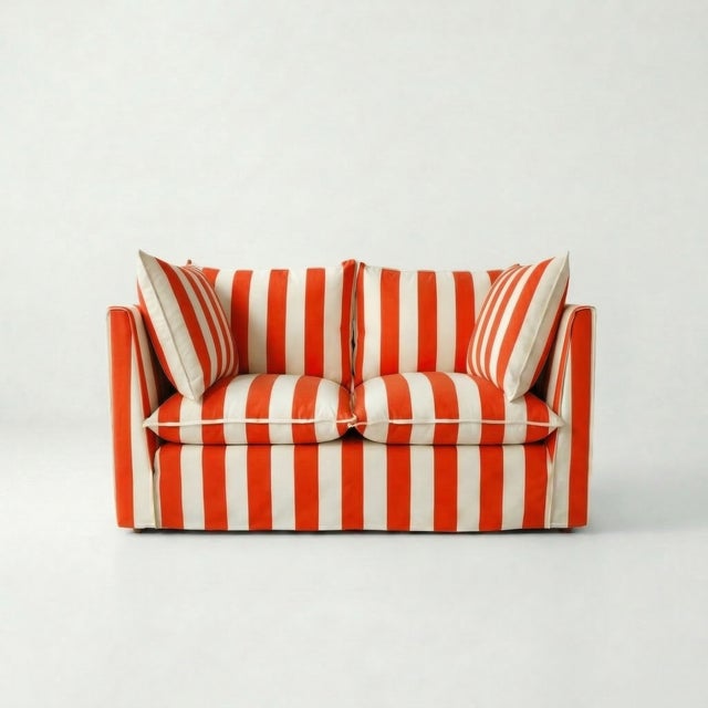 Not Yet Made - Made To Order Sophie Conran Coco 2 Seater Sofa - Petunia Red Stripes with Knife Edge Cushion For Sale - Image 5 of 5
