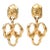 Gold Plated Hammered Sculptural Clip on Dangle Earrings Pair Of, 1980's For Sale