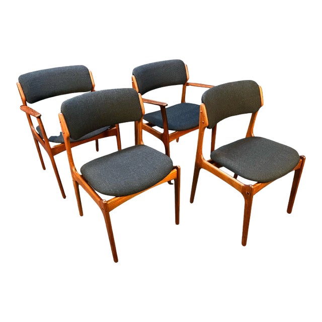 Set of 4 Mid Century Danish Modern Dining Chairs by Erik Buch-Model 49/50 For Sale