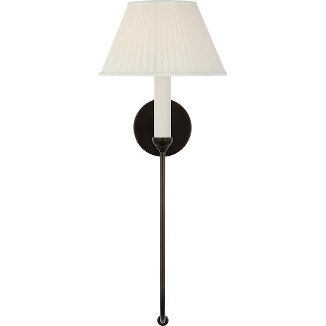 Ingela 24" Single Sconce in Modern Iron with Silk Pleat Shade Designer: Amber Lewis Finish: Modern Iron Height: 24" Width:...