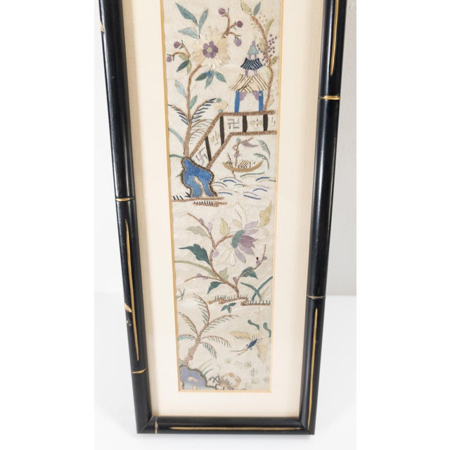 19th Century Chinese Silk Embroidered Robe Sleeve Panel For Sale - Image 4 of 8