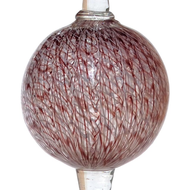 Murano Murano Archimede Seguso 1952 Vintage Purple White Merletto Ribbons Italian Art Glass Candlestick For Sale - Image 4 of 8