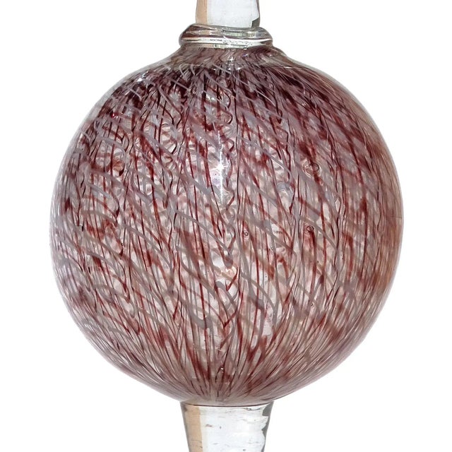Murano Vintage Murano Archimede Seguso 1952 Purple White Merletto Ribbons Italian Art Glass Candlestick For Sale - Image 4 of 8