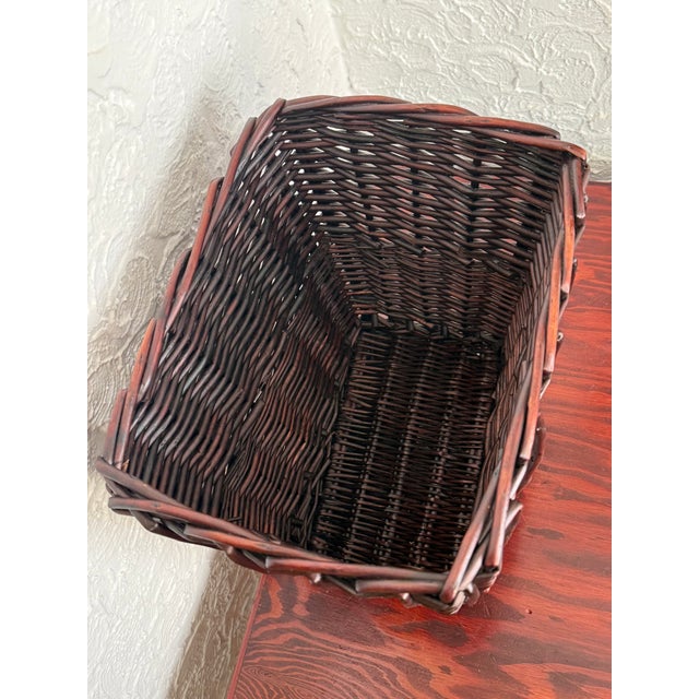 Palecek Late 20th Century Dark Brown Woven Wicker Waste Basket For Sale - Image 4 of 8