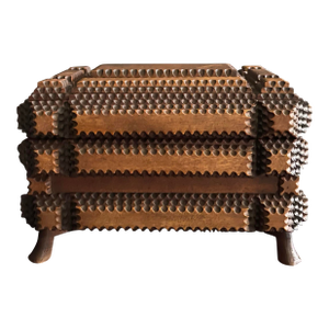 Early 20th Century Tramp Art Jewelry Box With Mirrored Lid