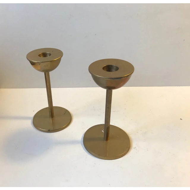 Mid-Century Danish Brass Candlesticks from Cawa, 1970s, Set of 2 For Sale - Image 4 of 8