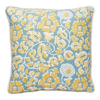 The House of Scalamandré Maiden Floral Square Pillow, Aruba For Sale